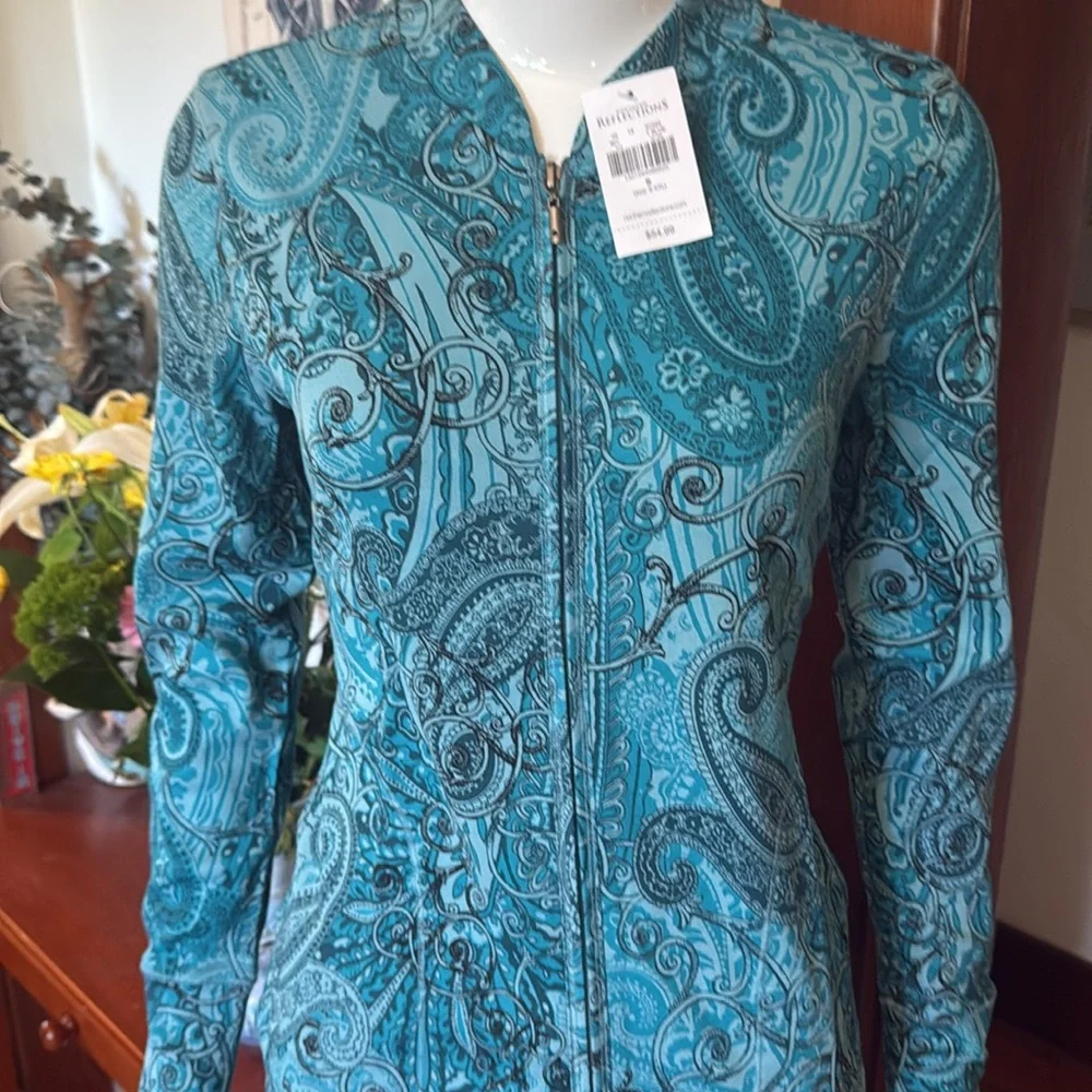 NWT northern reflections size small Blue Paisley Zip-Up Jacket - Picture 3 of 4
